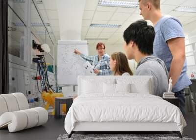 technical vocational training in industry: young apprentices and trainers in the classroom Wall mural