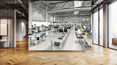 workers in a factory for the production of electronics - modern industrial enterprise Wall mural