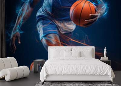 Basketball Player on a digital background Wall mural