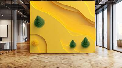 Duo tone landscape flat design top view nature theme 3D render vivid Wall mural