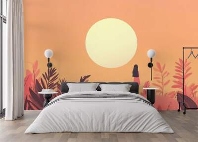 Soft peach skin surface flat design front view nature theme animation Complementary Color Scheme Wall mural