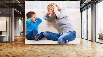 Mother and son are shouting on each other.

 Wall mural