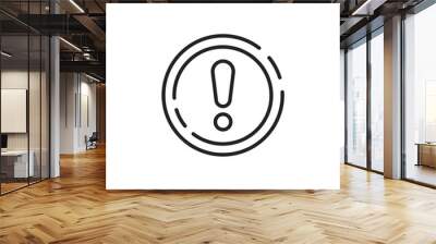 black thin line exclamation point icon in circle Wall mural