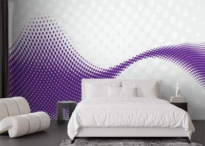 Abstract purple wave halftone Wall mural