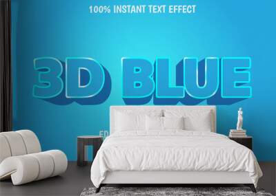 3d blue 3 dimension editable text effect modern text style Wall mural