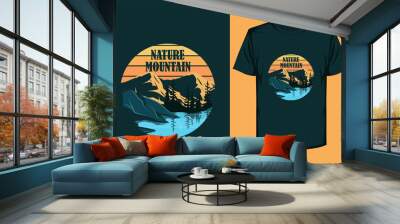 Nature mountain retro vintage t shirt design Wall mural