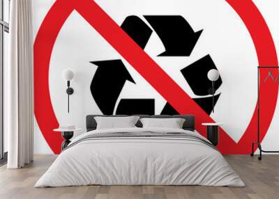 Do not recycle only trash sign or Non recyclable Waste symbol. Wall mural