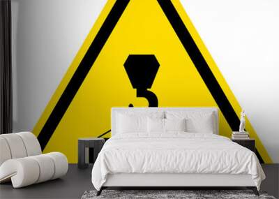 Overhead crane hazard sign. Black on yellow background. Safety signs and symbols. Wall mural