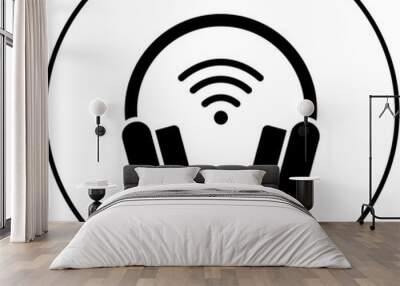 Wireless Headphones Icon Wall mural