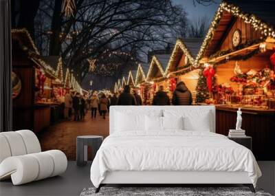 evening Christmas market Wall mural