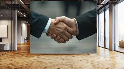 Handshake between two businessmen in suits Wall mural