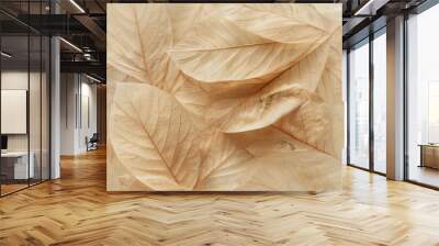 Leaves in shades of beige and brown Wall mural