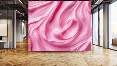 Soft pink cream texture swirled for skincare and body lotion in airy light setting Wall mural