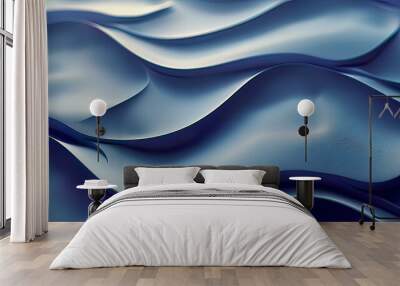 Photorealistic blue modern background featuring dynamic waves and subtle gradients minimalistic and elegant design focus on modern aesthetics and clean lines  Wall mural