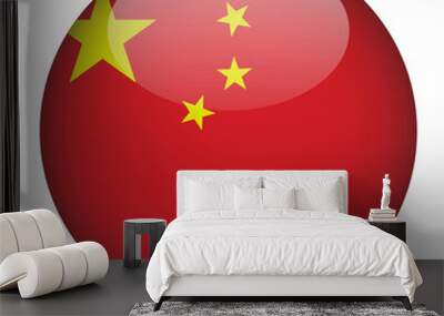 China flag circle 3d transparent png. China round flag icon Wall mural