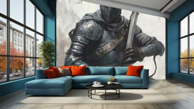 Fantasy Knight in Armor with Sword Wall mural