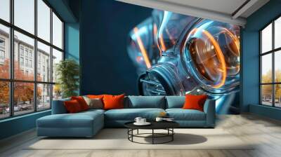 Futuristic Technology: Glowing Glass Abstract Design Wall mural