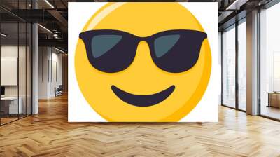 High resolution emoticon smiley with Sunglasses transparent png icon. Vector Emoji.Cool smiling face with sunglass. Wall mural