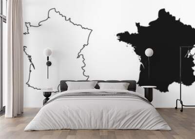 High resolution vector maps of France isolated on transparent background Wall mural