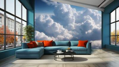 beautiful cloudy sky  scenery, sky and white clouds view, AI Generative Wall mural