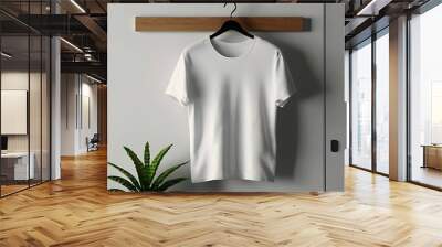 Blank white t-shirt hanging mockup, t-shirt mockup for branding and advertising, t-shirt mockup, AI Generative Wall mural