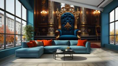 majestic king throne chair on the luxurious room, throne chair, AI Generative Wall mural