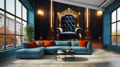 majestic king throne chair on the luxurious room, throne chair, AI Generative Wall mural