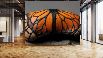 Intricate Wood Carving of a Monarch Butterfly Wall mural