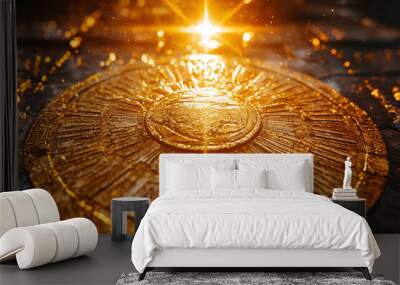 ancient Egyptian sun disk with rays. Wall mural