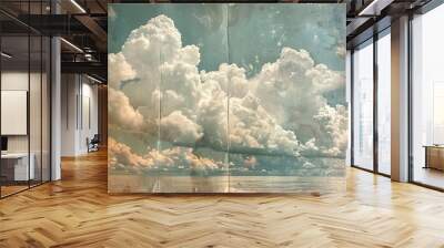 Vintage Photo of Dramatic Clouds Over the Ocean Wall mural