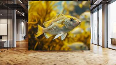 Yellow Fish Swimming in a Coral Reef Wall mural