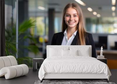 Confident Businesswoman in Modern Office  Wall mural