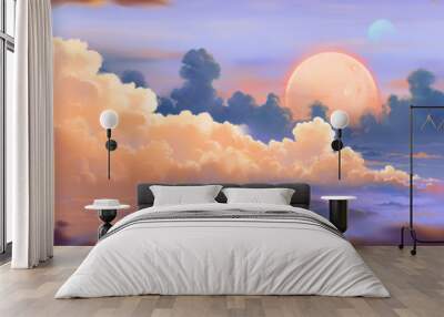 Fantastic and Exotic Allen Planet's Environment: The Cloudscape. Video Game's Digital CG Artwork, Concept Illustration, Realistic Cartoon Style Background
 Wall mural