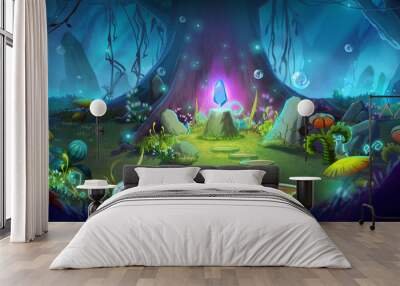 Fantasy and Magical Forest. Video Game's Digital CG Artwork, Concept Illustration, Realistic Cartoon Style Background
 Wall mural