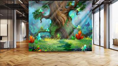 Forest Treasure. Video Game's Digital CG Artwork, Concept Illustration, Realistic Cartoon Style Background
 Wall mural