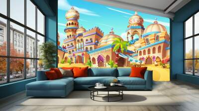 My Small City Scene, Desert City. Video Game Digital CG Artwork, Concept Illustration, Realistic Cartoon Style Scene Background Design
 Wall mural