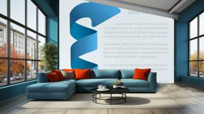 Illustration of 3D blue arrow, logo and presentation design Wall mural