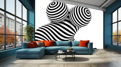 Black white 3d line distortion illusion Wall mural