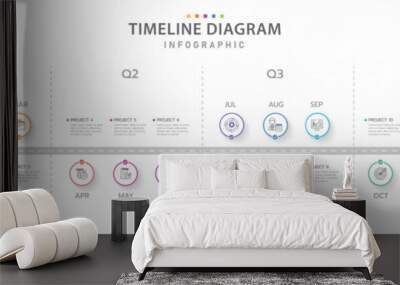 Infographic template for business. 12 Months modern Timeline diagram calendar, presentation vector infographic. Wall mural