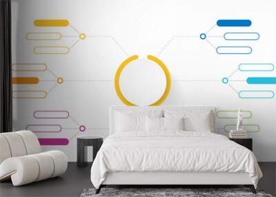 Infographic template for business. 6 Steps Modern Mindmap diagram with several topics, presentation vector infographic with PNG transparent background. Wall mural