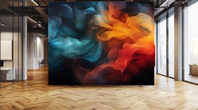 Black graphite background with colored transparent haze Wall mural