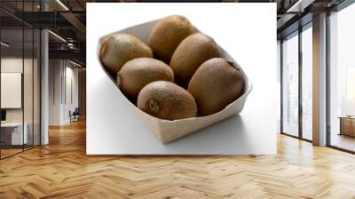 Kiwi in white pack, six fresh whole kiwi fruits, isolated. Wall mural