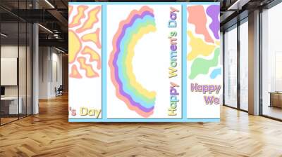 Women's Day. Set of vector illustrations. Abstract backgrounds, patterns, mother's day cards. Cover, poster, wallpaper. Minimalist retro greeting cards with geometric pattern Wall mural