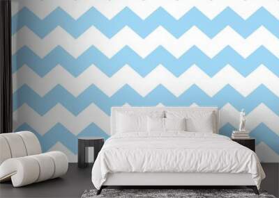 Tile chevron vector pattern with pastel blue and white zig zag background Wall mural