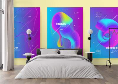 Pink Techno Music Poster. Abstract Gradient  Wall mural