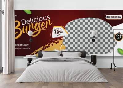 Burger sale food menu social media timeline cover Wall mural