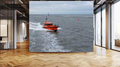 Pilot boat in a sea near Borkum, Germany Wall mural