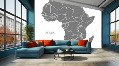 Africa Map with countries grey Wall mural