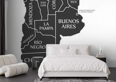 Argentina Map labelled black illustration Wall mural