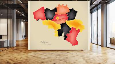 Belgium map artwork with national colours illustration Wall mural